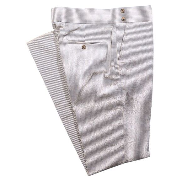 Chiragh Apparel Other - Mens Gurkha Pants Beige Blue Striped Seersucker Slim Straight Chino Trousers 36